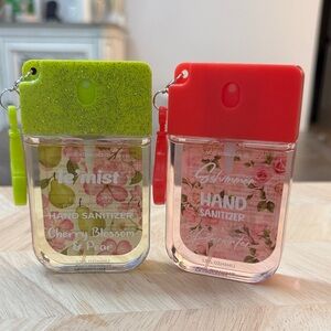 He Mist and Bath & Body Works Hand Sanitizer. Rosewater & cherry blossom & Pear
